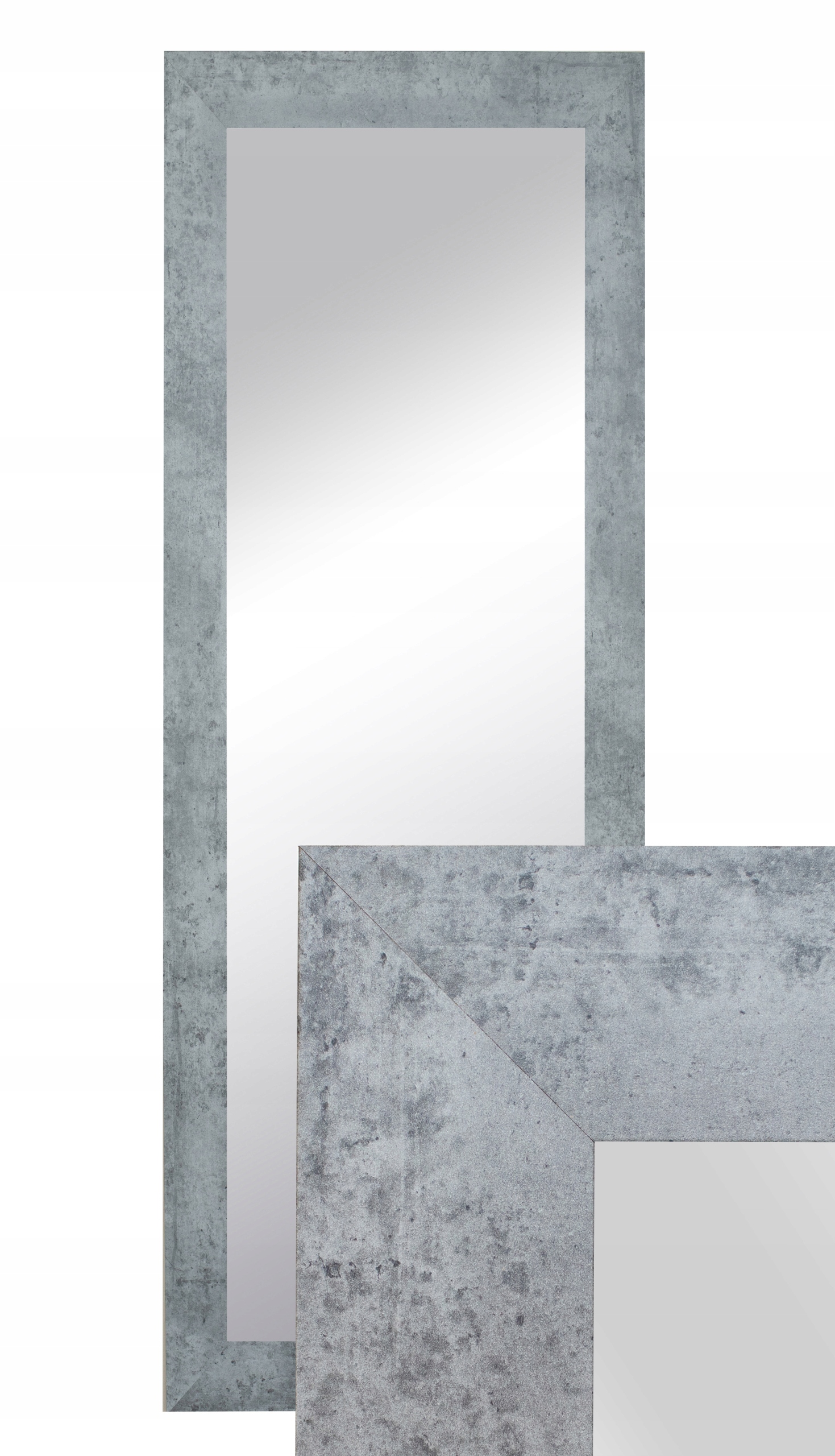 

Lustro wiszące w ramie beton 150x50 szare duże