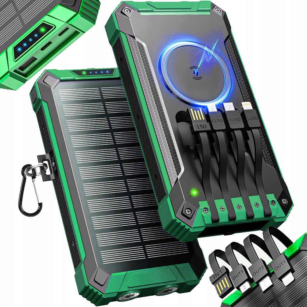 Powerbank Ładowarka Panel Solarny Indukcyjny 26800mAh 6xUSB Latarka Led