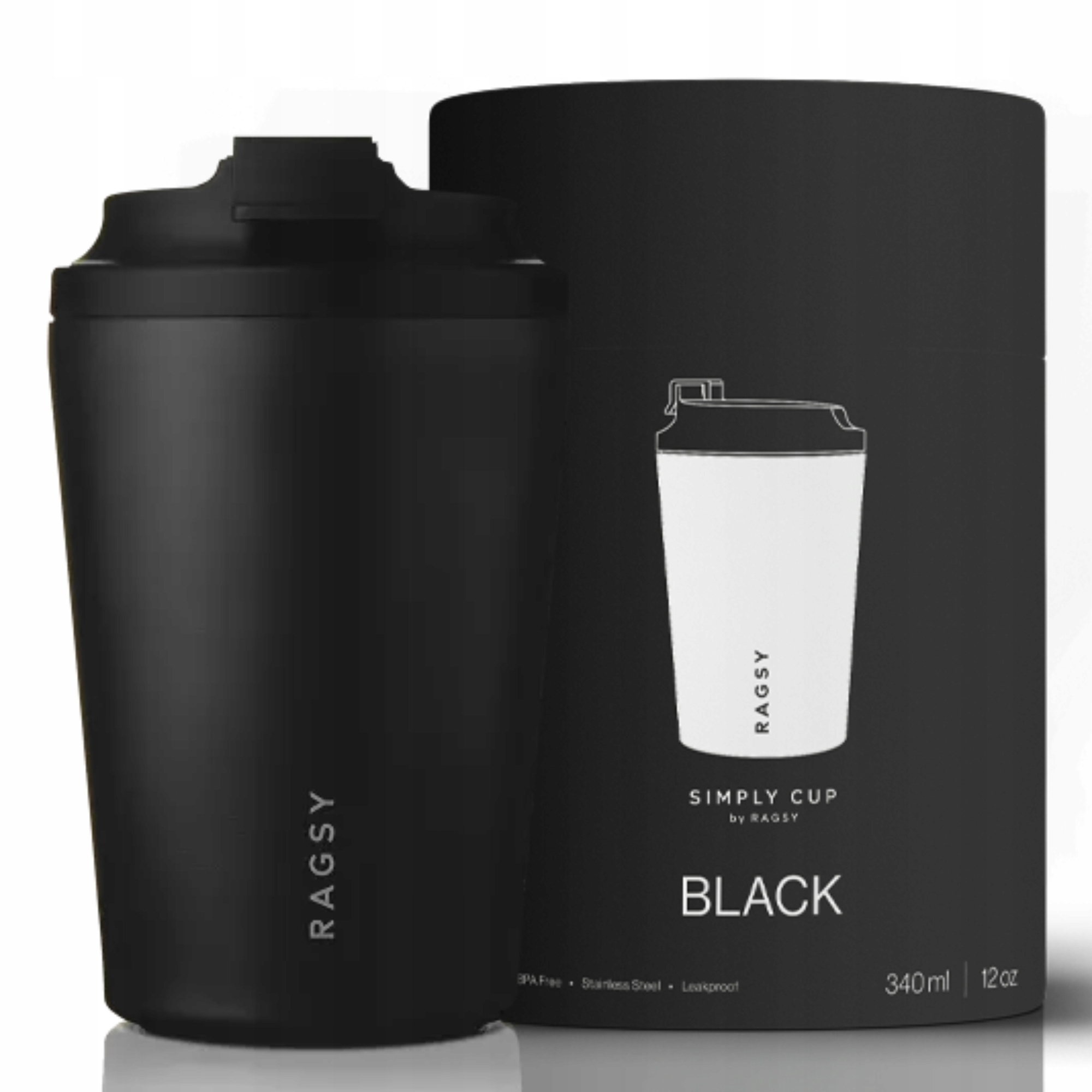 Kubek Termiczny Simply Cup z ceramicznym wnętrzem 340 ml Black