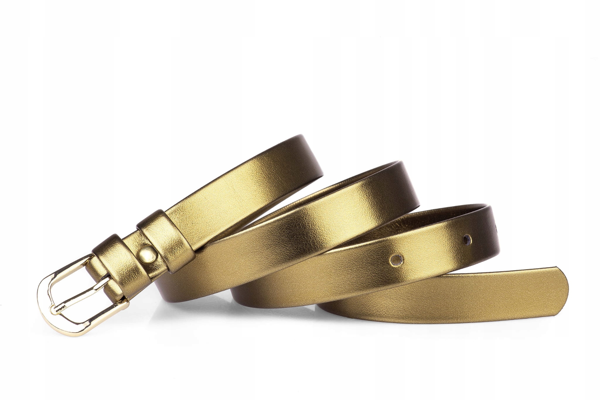 

Pasek damski klasyczny stare złoto mat 2 cm