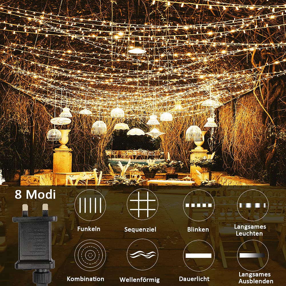 JOYCOME Girlanda Lampki Kurtyna Świetlna Światełka Ciepłe 6mx3 m 600 LED — miniatura 3