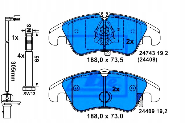Ate Brzdové Destičky Vw Přední A4/A5 07-/A6 09- Kotouč 3 Asistent řidiče #28