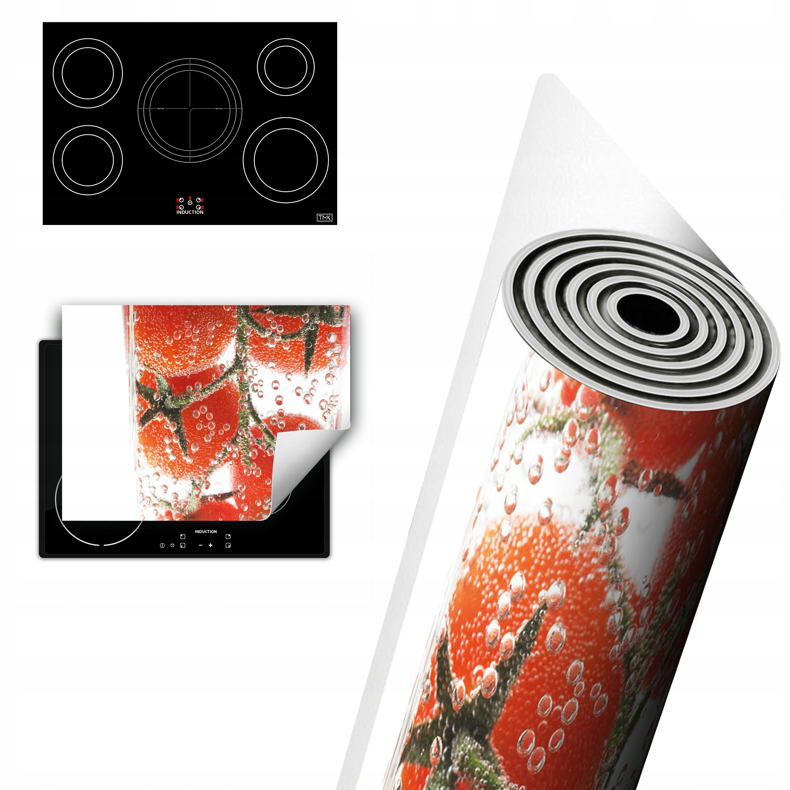 WINYLOWA OCHRONA NA INDUKCJĘ BLAT 80x52 woda - pomidory
