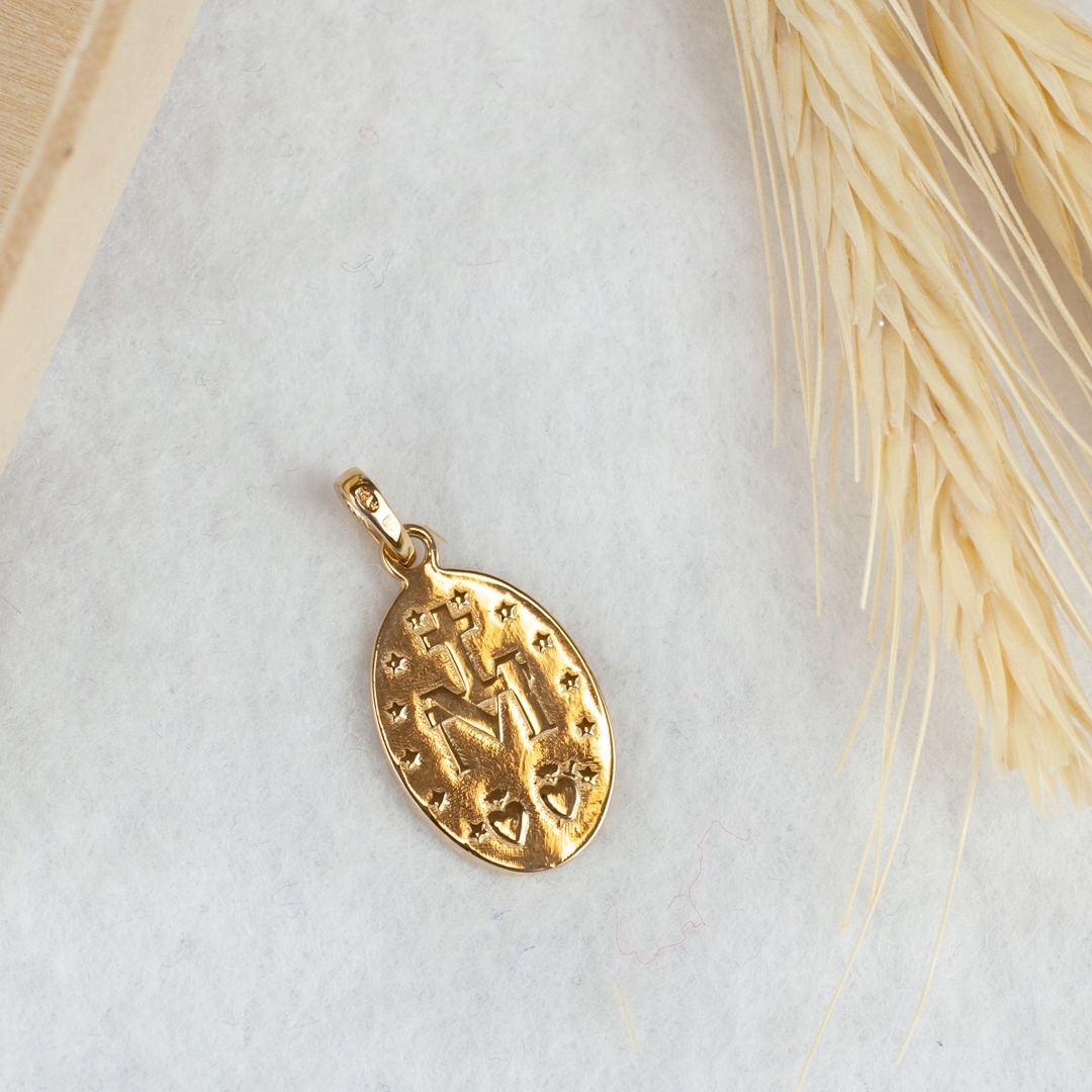 DWUSTRONNY MEDALIK Z MATKĄ BOSKĄ CUDOWNĄ ZŁOTO 585 Rodzaj Złote