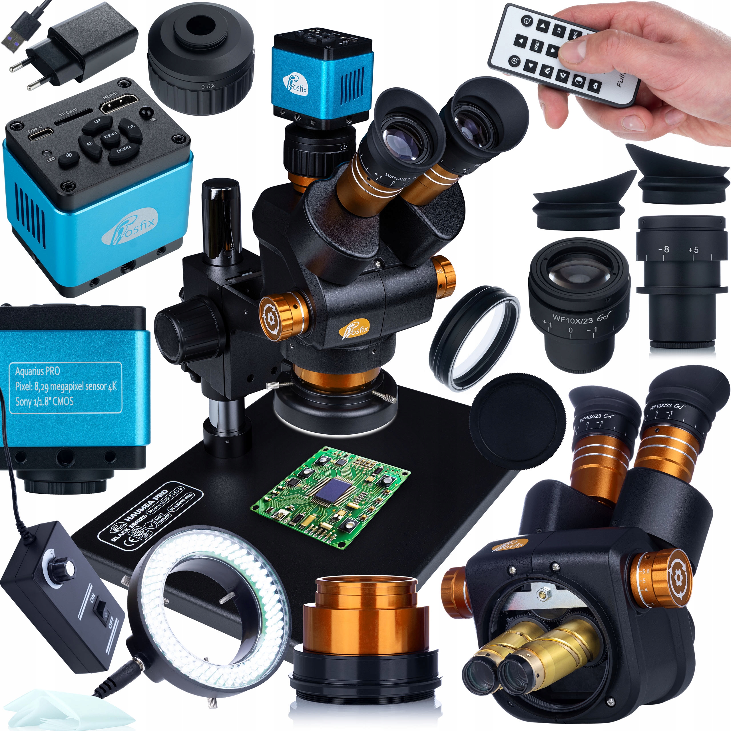 Trinokulární Mikroskop S 4K Kamerou, Senzorem Sony A Led Osvětlením 144X Pro