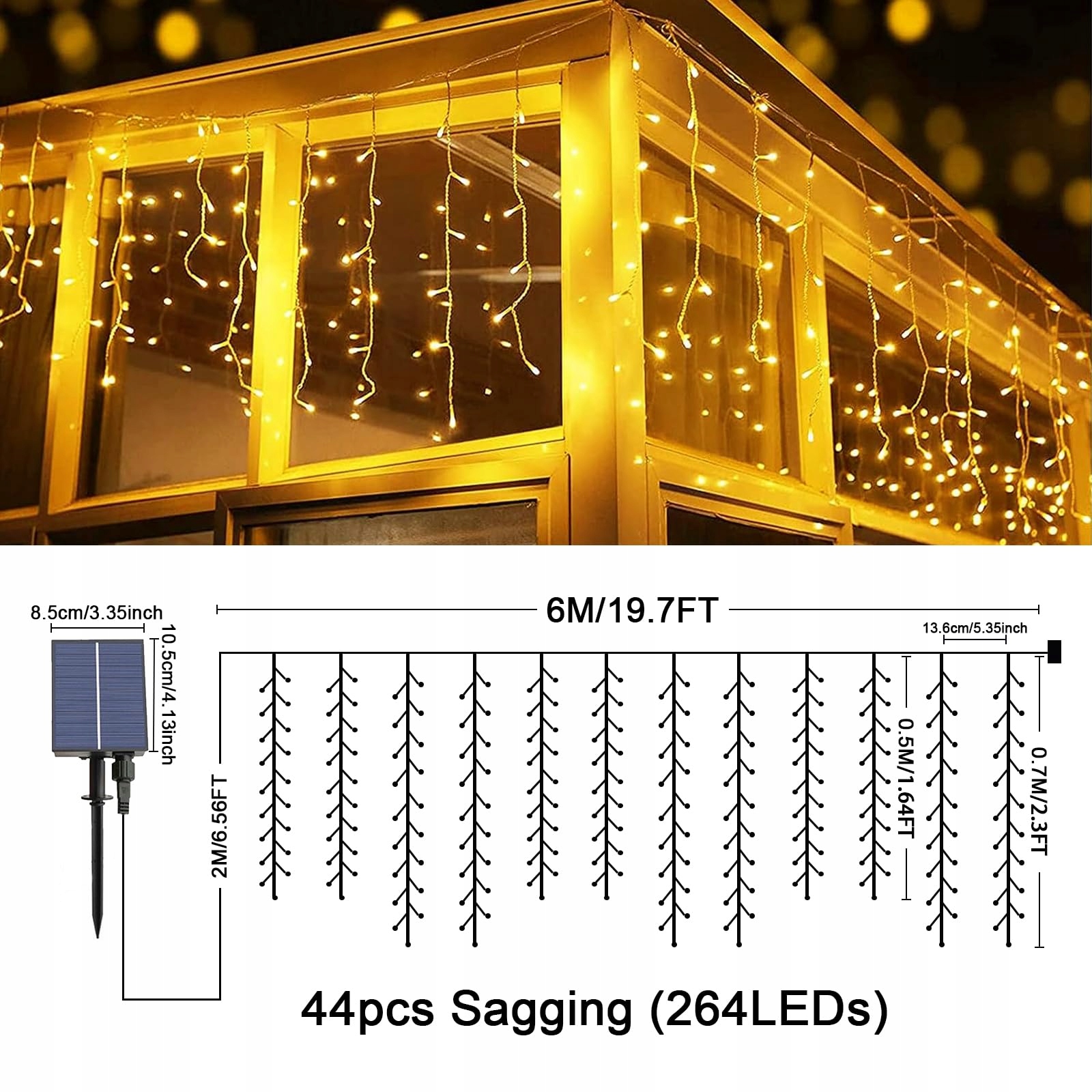 ACXILEXY Lampki Sople Światełka Solarne Girlanda Świetlna 8M 264 LED — miniatura 6