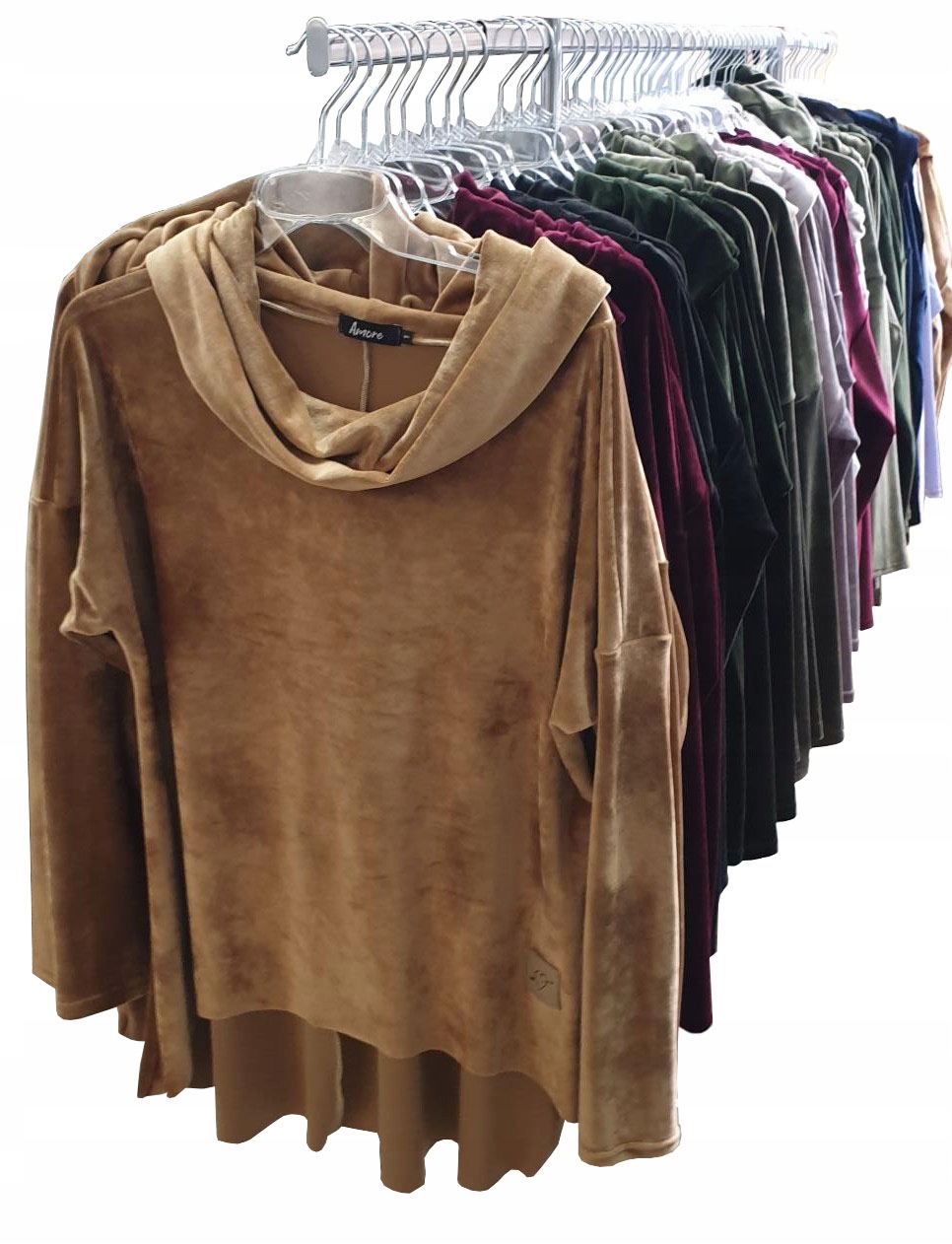

Asymetryczna Tunika Bluza Sukienka Komin Kaptur XL