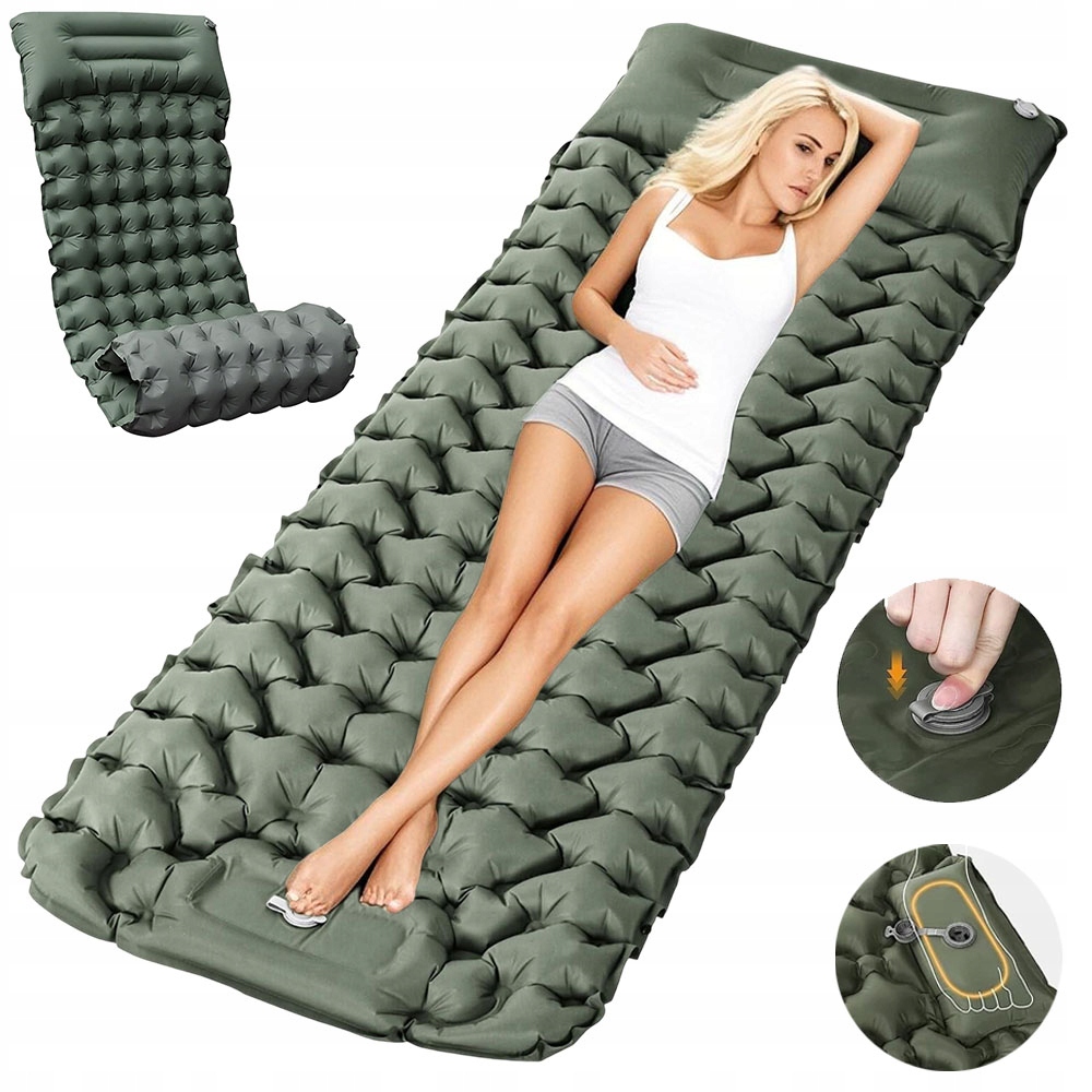 Materac Ultralekki Turystyczny Kemping Dmuchany 200x70x10cm Samopompująca