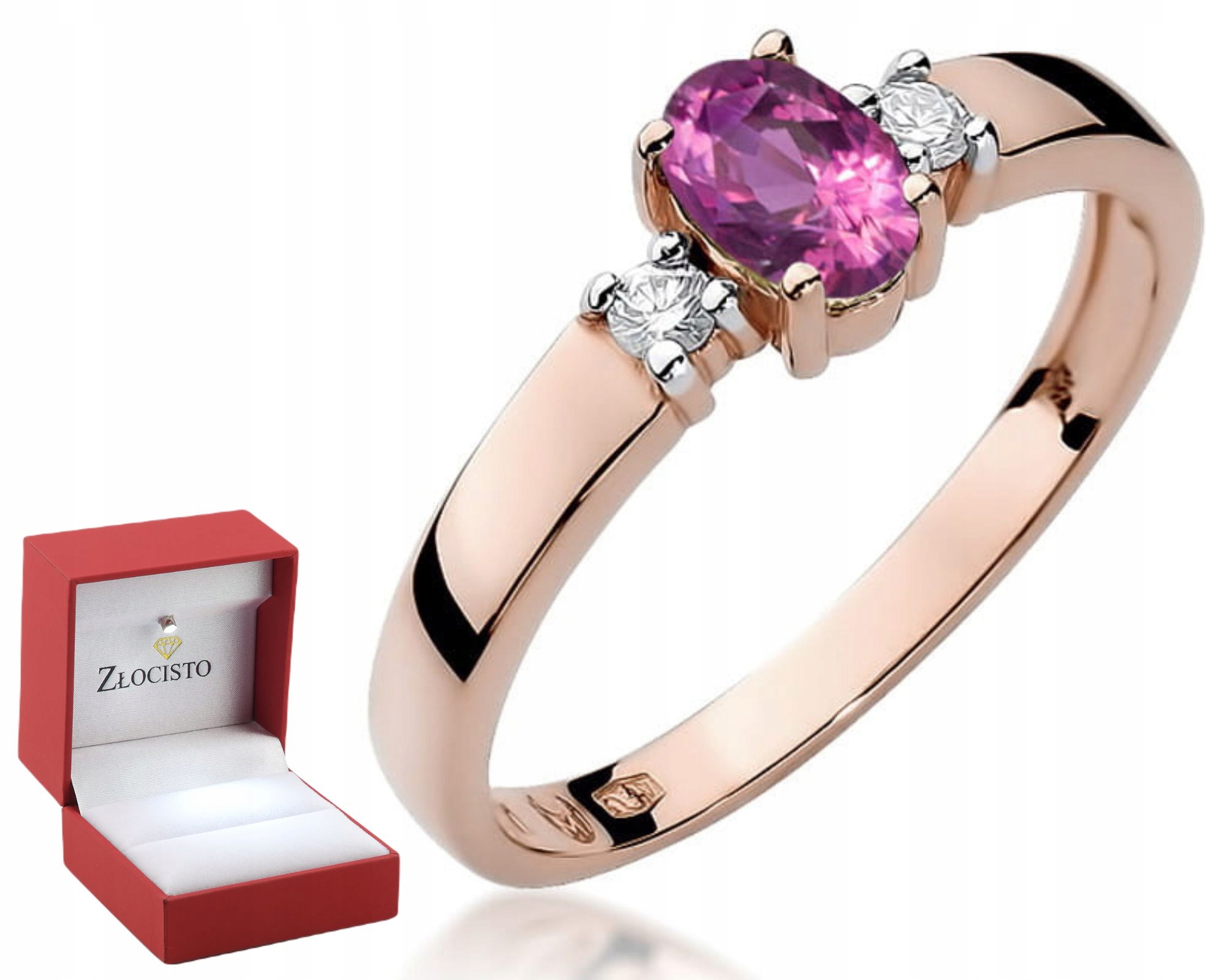 Prstýnek Růžový Safír Brilianty Růžové Zlato 585 Gravírování Dárek