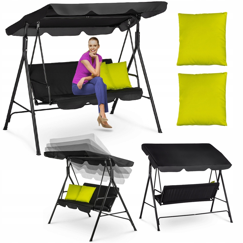 Zahradní Houpačka Pro 3 Osoby S Volně Stojící Stříškou A Polštáři Outtec