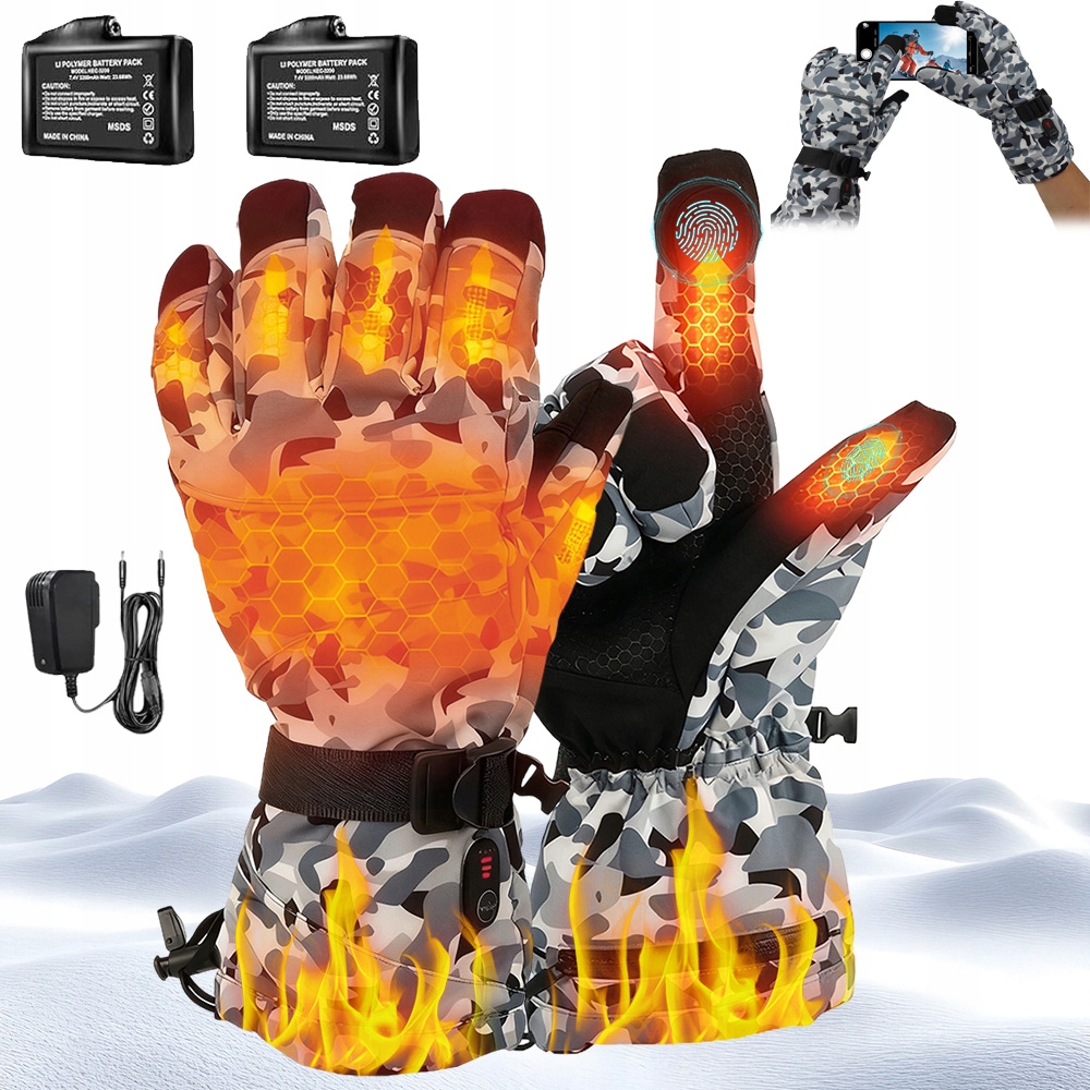 Podgrzewane Rękawice Narciarskie Męskie Damskie Ładowane Ogrzewane Zimowe