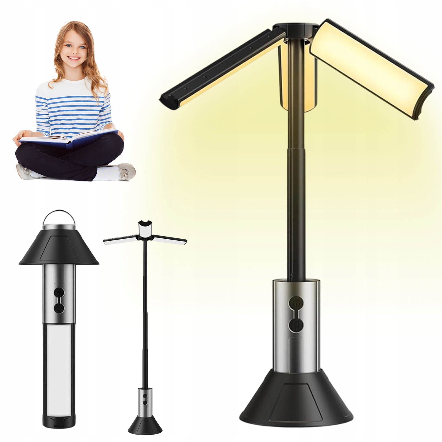 Lampa Kempingowa 5 Trybów Jasności Rozkładana Teleskopowa