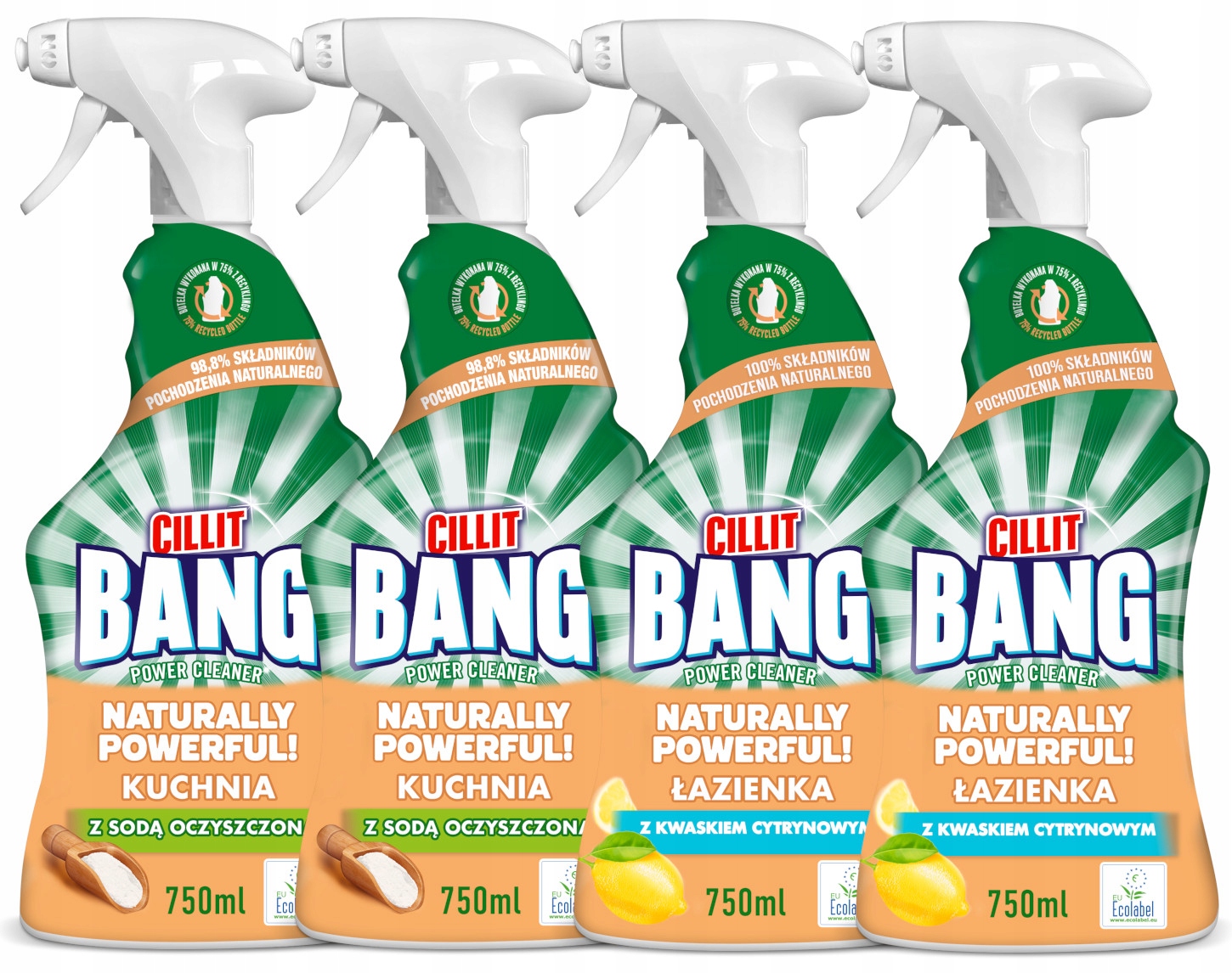 Levně Cillit Bang Naturally Kuchyně Koupelna 4 x 750 ml