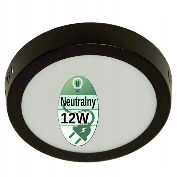 

Panel Led lampa plafon natynk 12W okrągły czarny