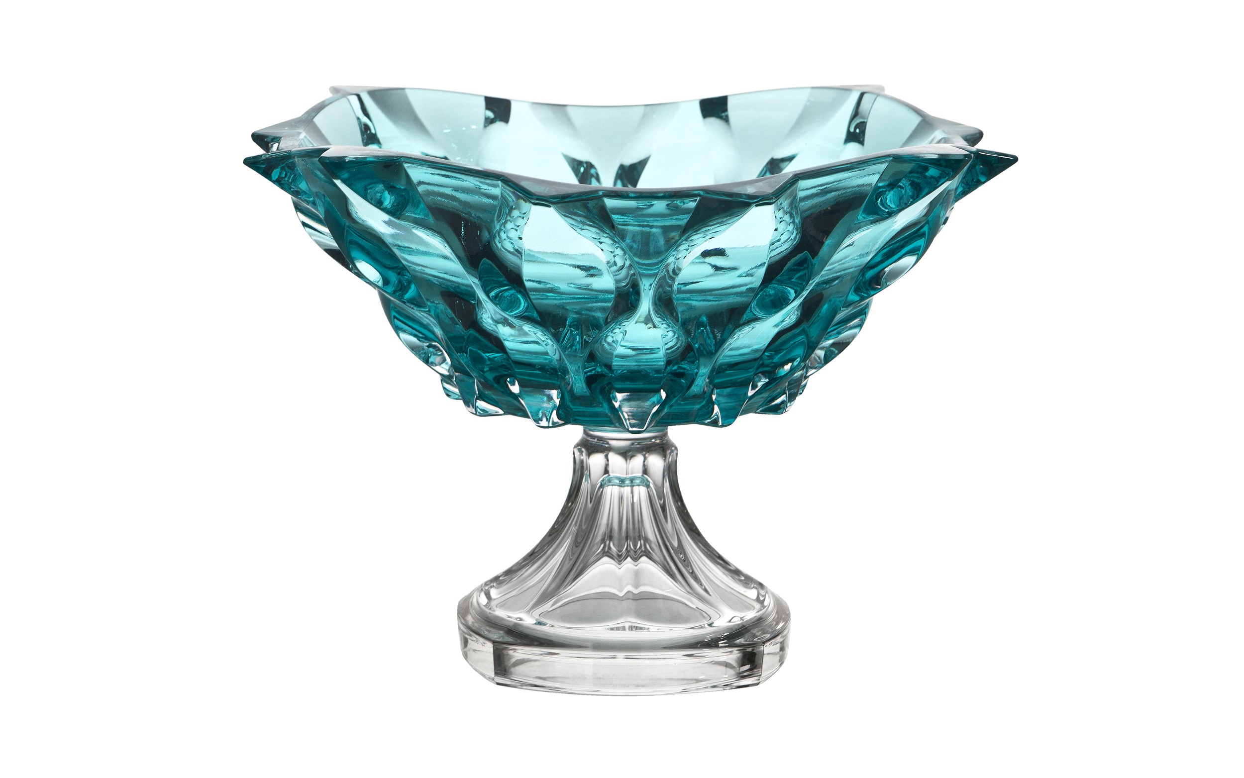 Kryštálová misa 30,5 cm na nohe Samba Aquamarine