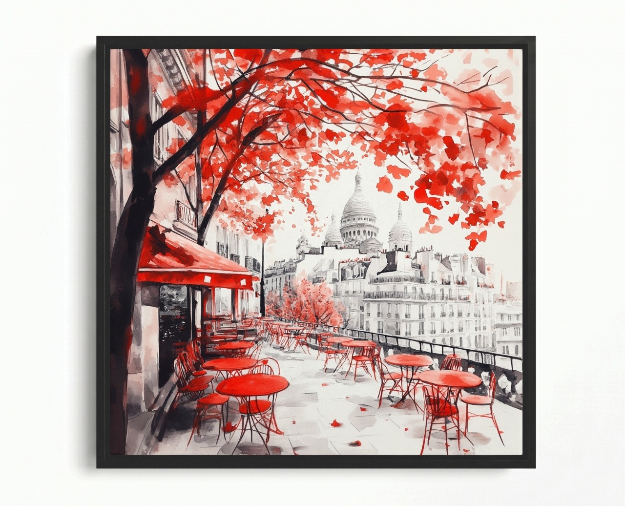Obraz Rám Americký Box Město Paříž Sacre Coeur Kavárna Podzim 50x50