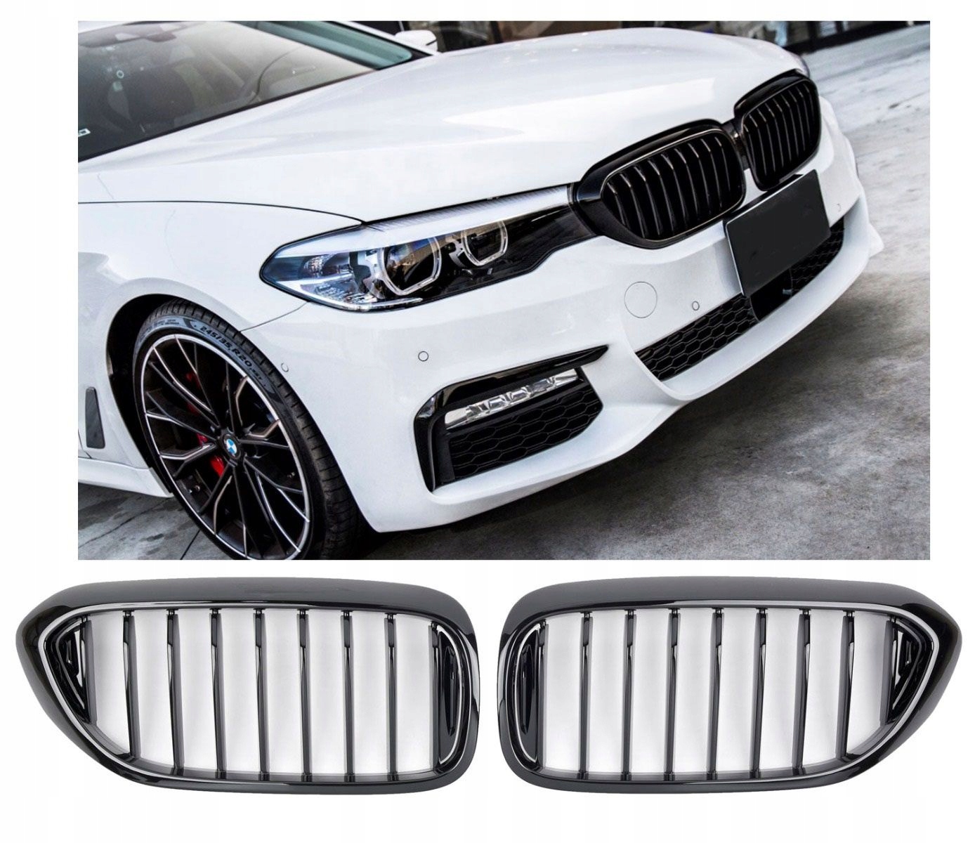GRILL ATRAPA NERKI BMW 5 G30 G31 2017-2021 CZARNY POŁYSK NOWY