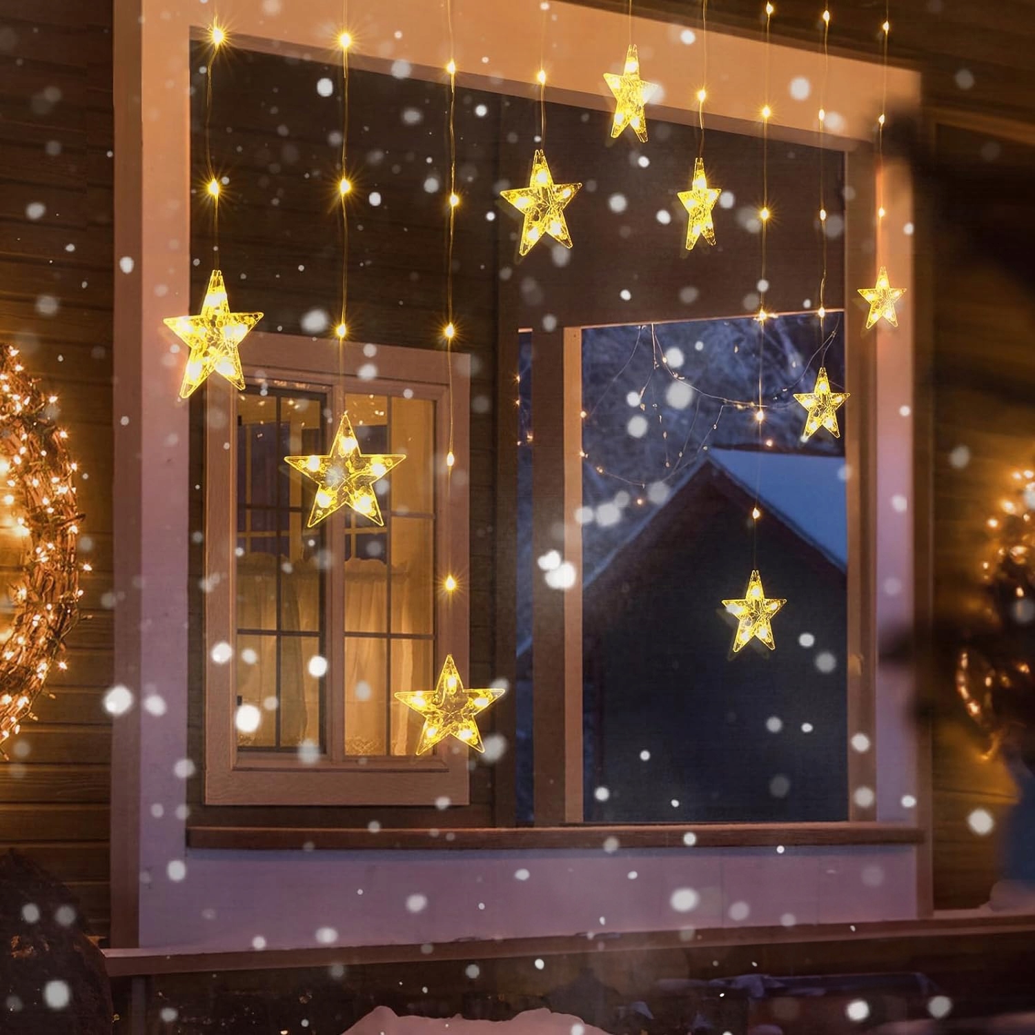 KURTYNA ŚWIETLNA LED GWIAZDKI ŚWIECĄCA GIRLANDA NA OKNO DO POKOJU ŚWIĘTA 3m EAN (GTIN) 5902557373826