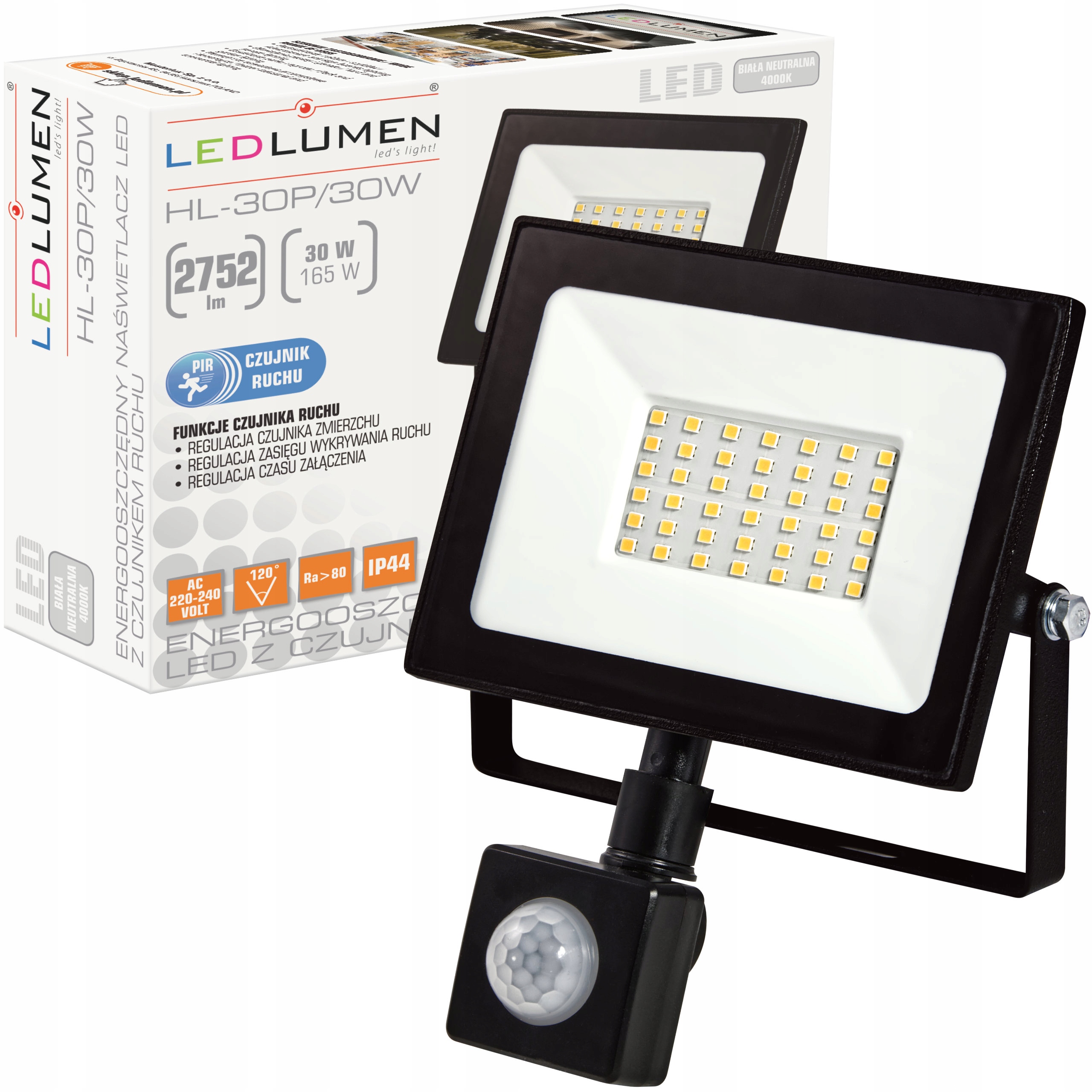

Naświetlacz Halogen Lampa Led 30W Czujnik Ruchu