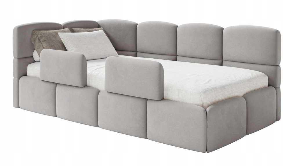 Postel pro mláděž 120x200 cm Cloudy světle šedá velurová matrace s levými zábranami