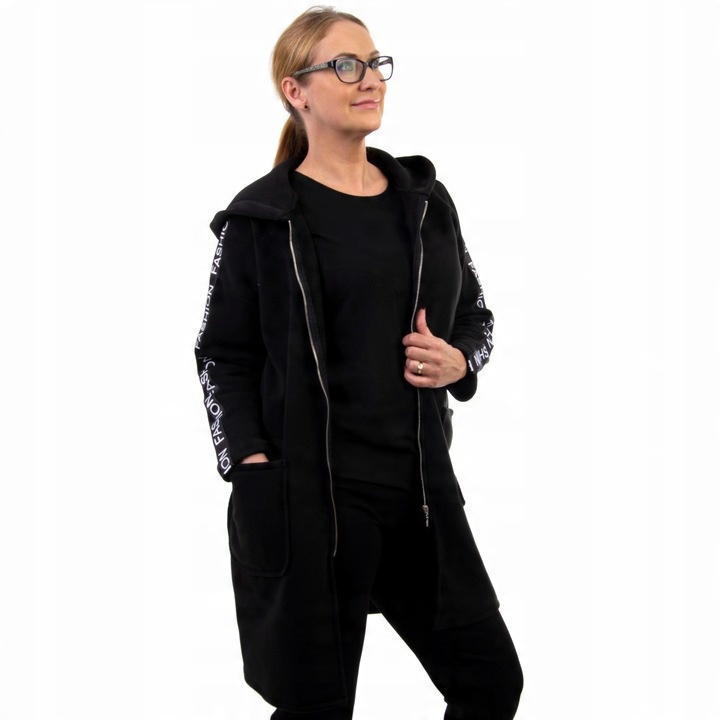 

Ciepła Modna Bluza z Lampasem I Kapturem Rozm.40