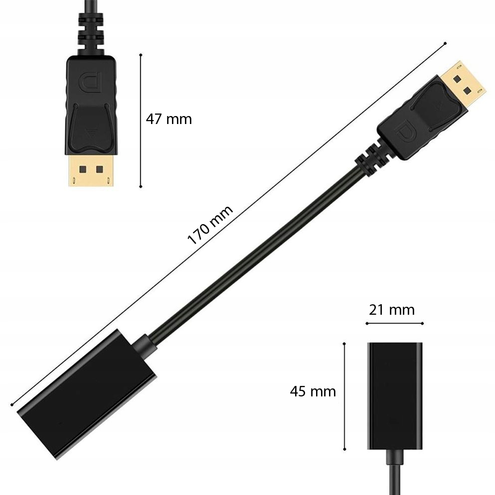 Kabel adapter HDMI Display Port DP przejściówka 4K Marka Interlook