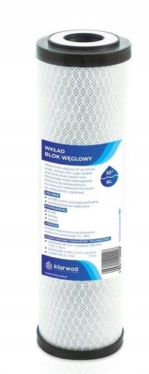 

Filtr Wody wkład 10'' Blok Węglowy Osmoza Klarwod