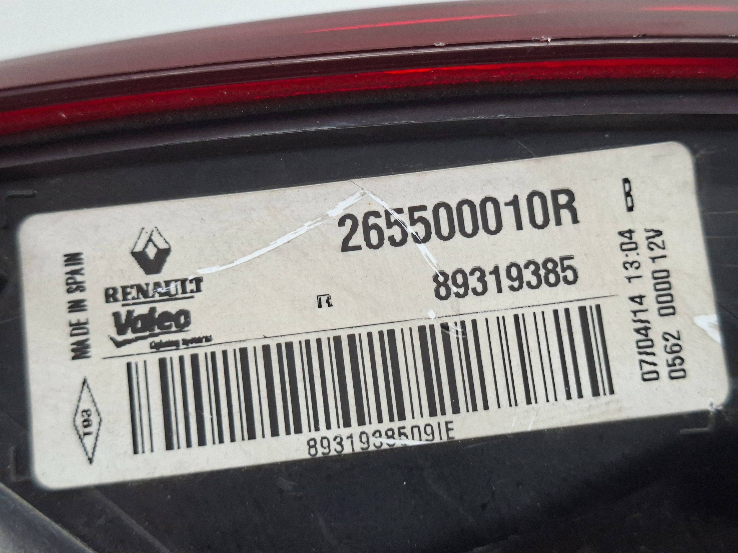light rear right 265500010R RENAULT MEGANE III KOMBI 2009