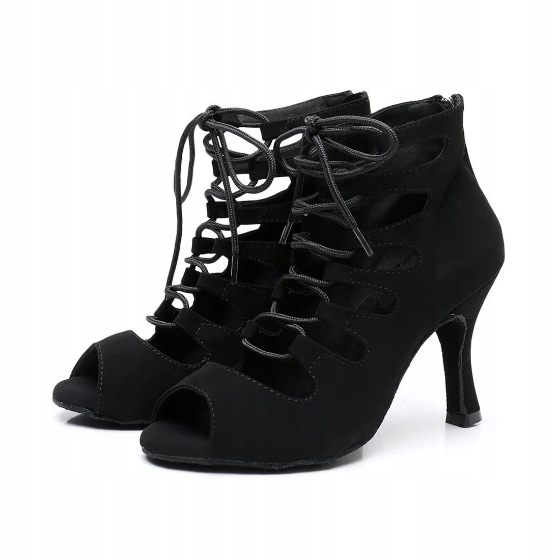 Buty Do Tańca Taneczne Sznurowane Czarne 8,5cm