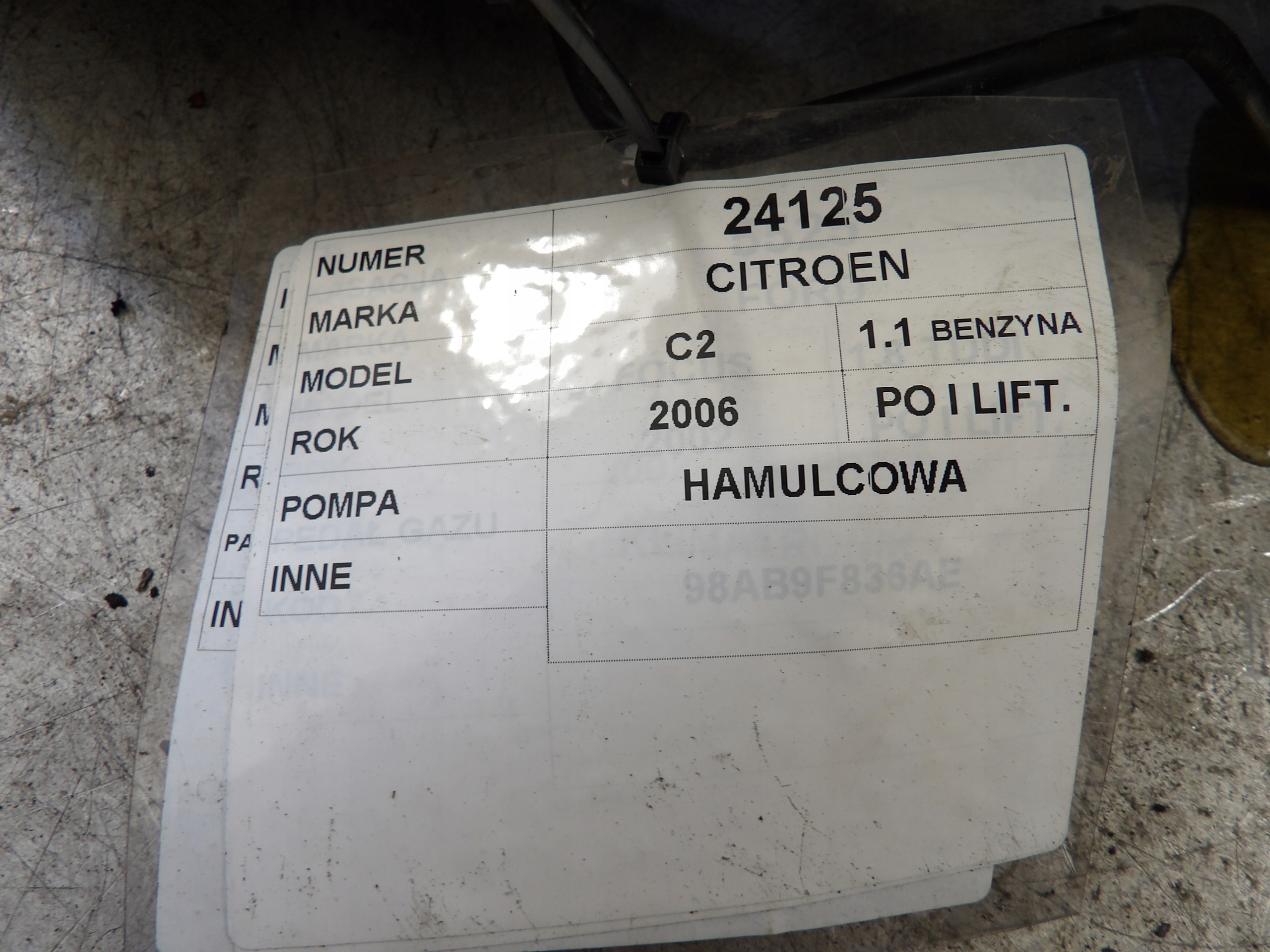 Citroen C2 Servo Servo frein 9649329480