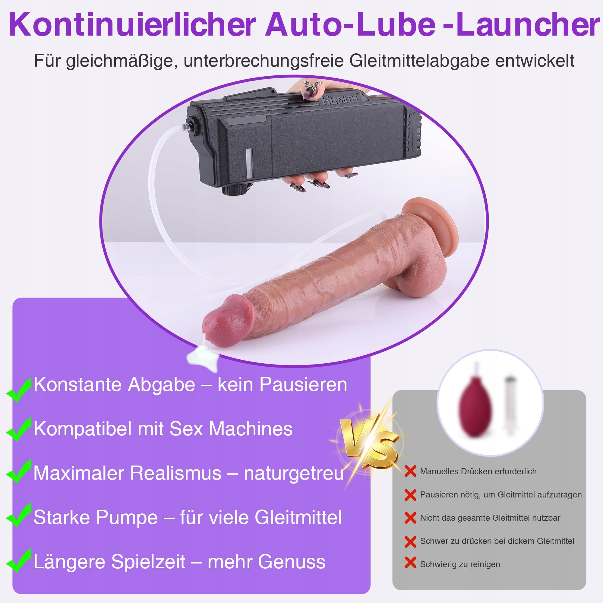 HISMITH Realistyczny Dildo 26 cm z Aplikatorem Żelu — miniatura 2