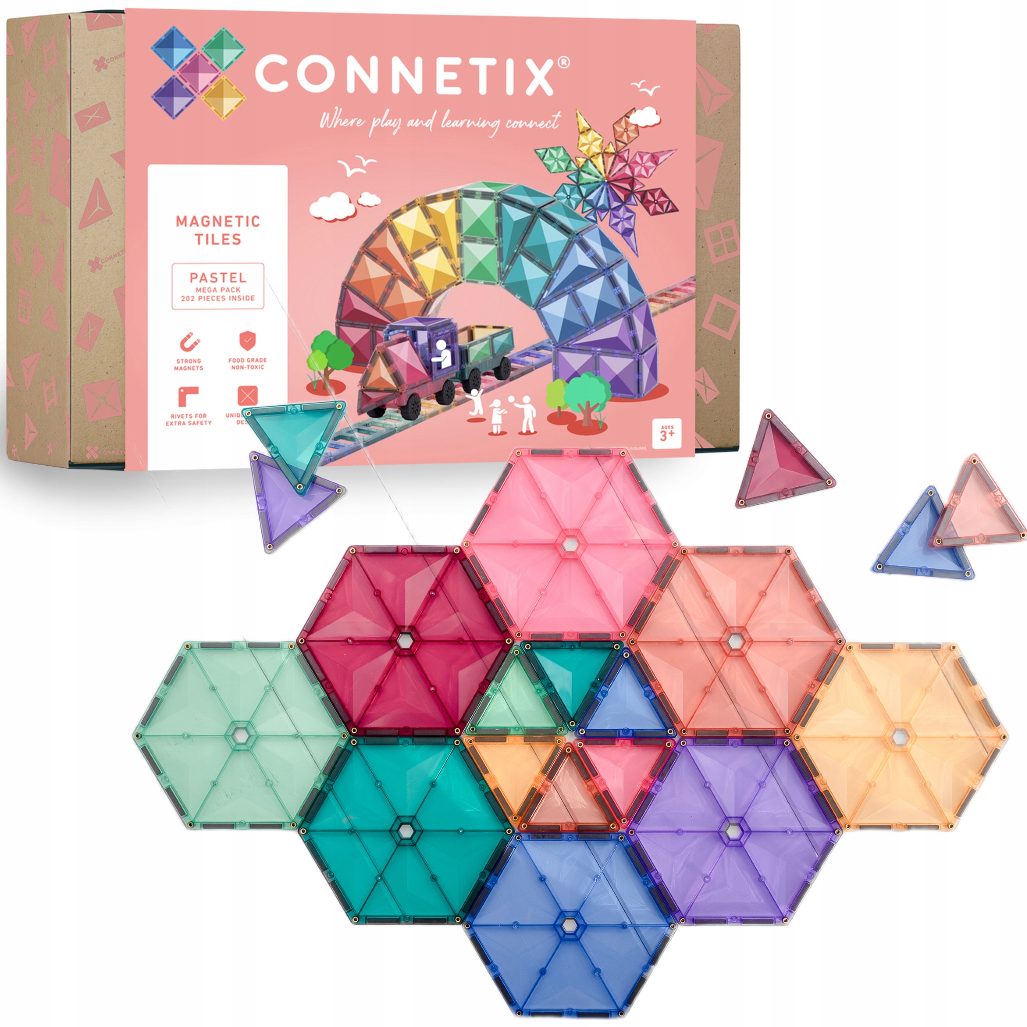 知育玩具 CONNETIX MAGNETIC TILES Amazon.co.jp: CONNETIX レインボー トランスポートパック 50個