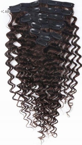 Unipearl Włosy Naturalne Clip In 60 CM 120G 8 Taśm Kręcone Remy Brąz #2
