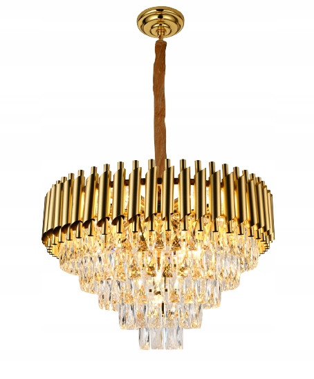 Lustr Krystalová Lampa zlatá závěsná glamour do ložnice obývacího pokoje