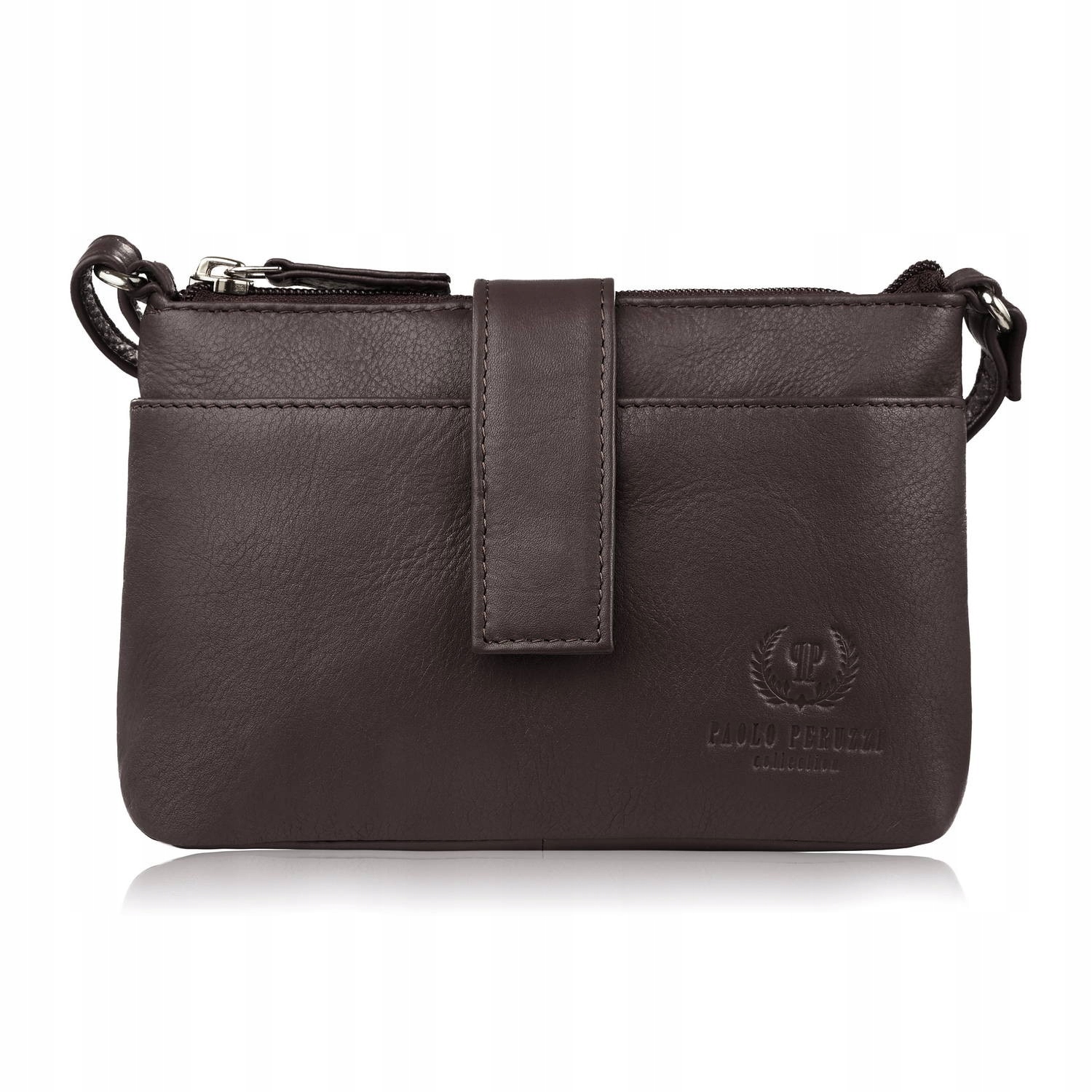 Dámská kožená kabelka přes rameno malá městská tmavě hnědá Paolo Peruzzi