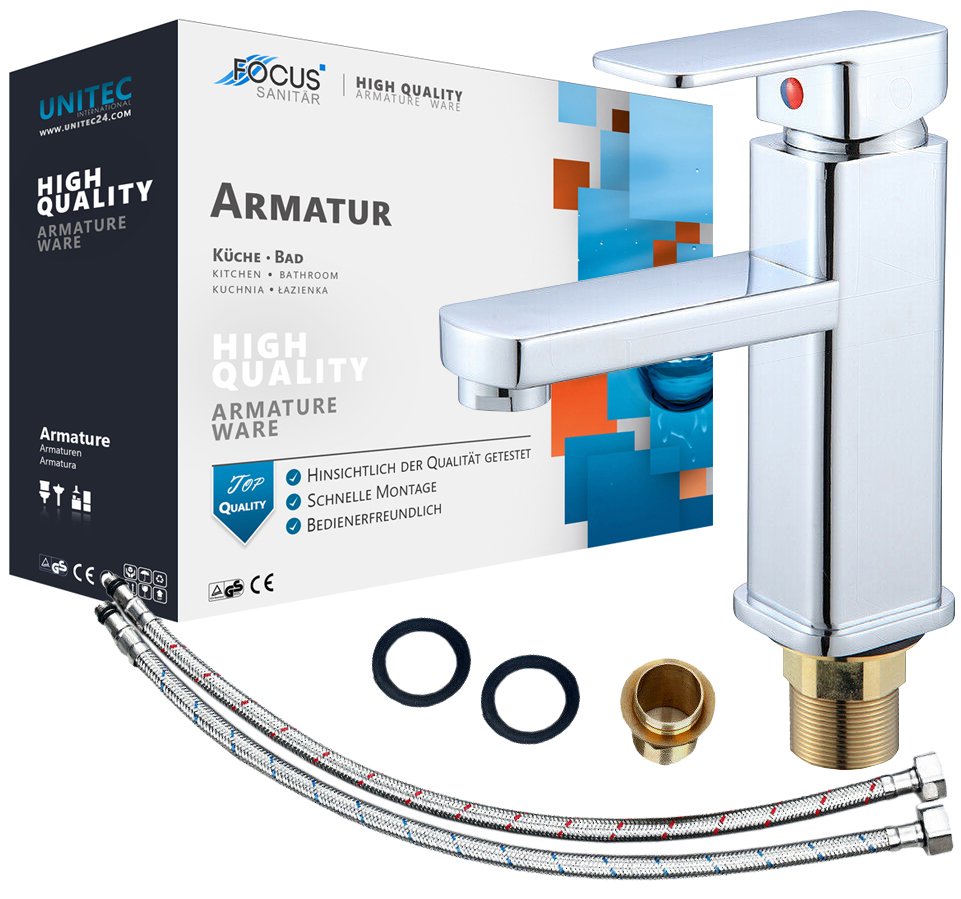 BATERIA UMYWALKOWA STOJĄCA KRAN ŁAZIENKOWA CHROM CUBIC NABLATOWA UMYWALKI