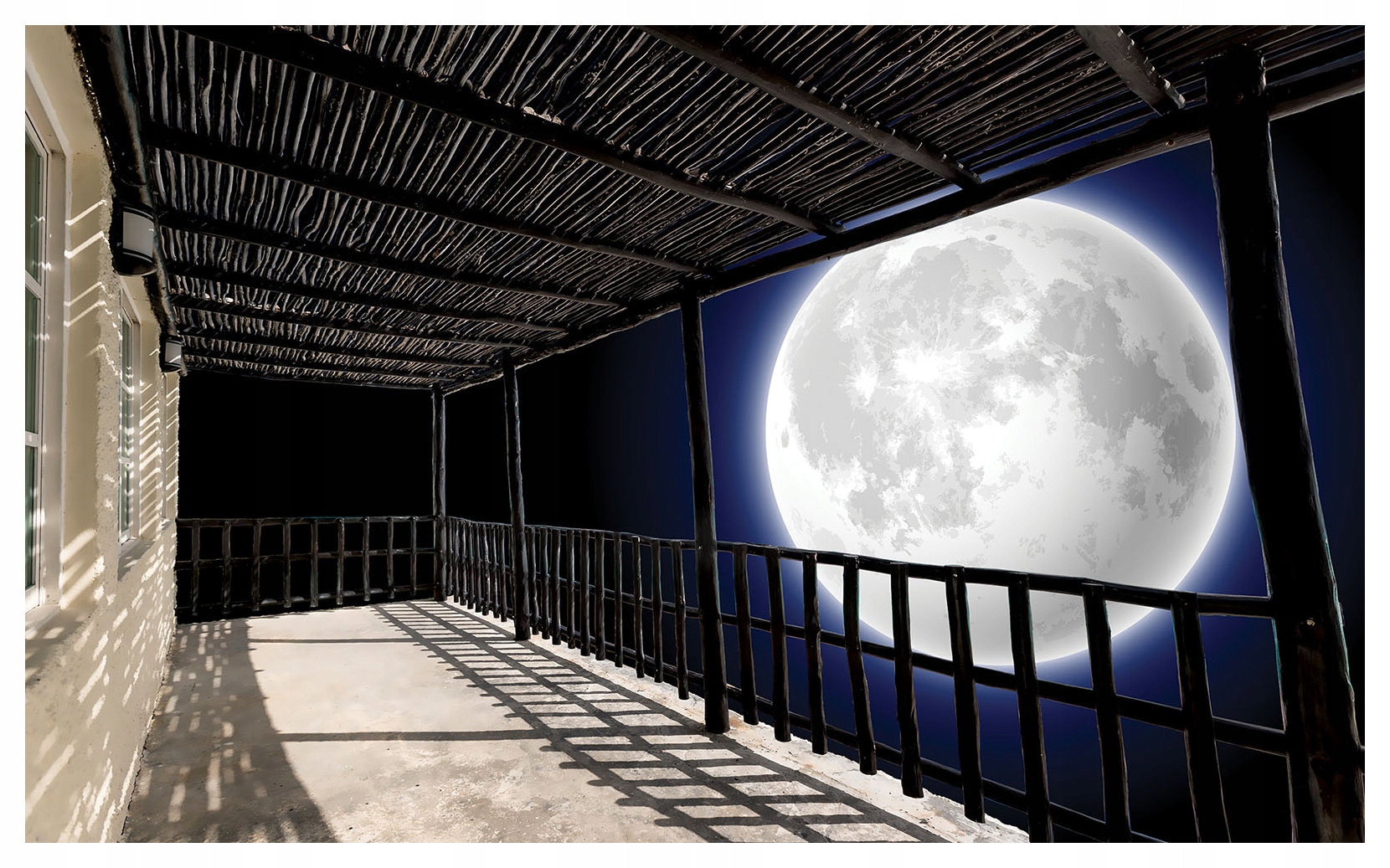 Fototapeta Balkon v noci s Měsícem Klid Perspektiva 250x175 lepidlo