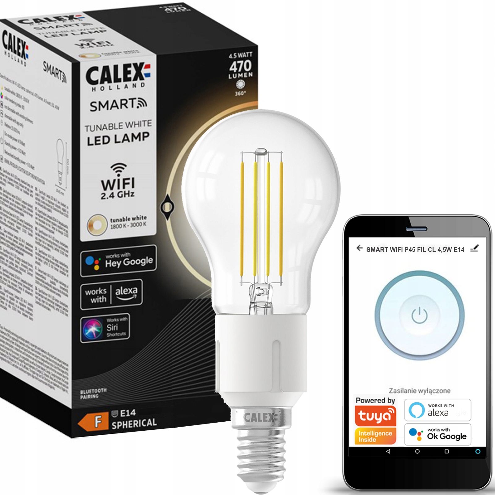 

Żarówka Led E14 Tuya WiFi 4,5W 40W Smart Life