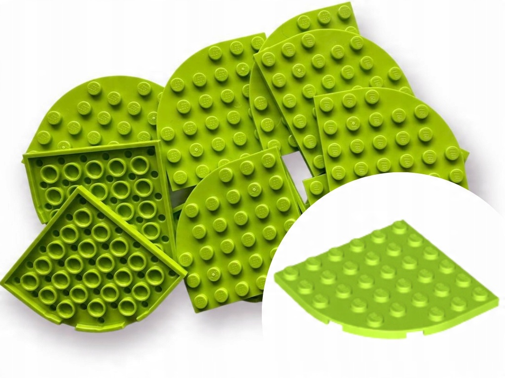 

Lego 6003 Plate Płytka 6x6 Round Róg Lime 6 szt