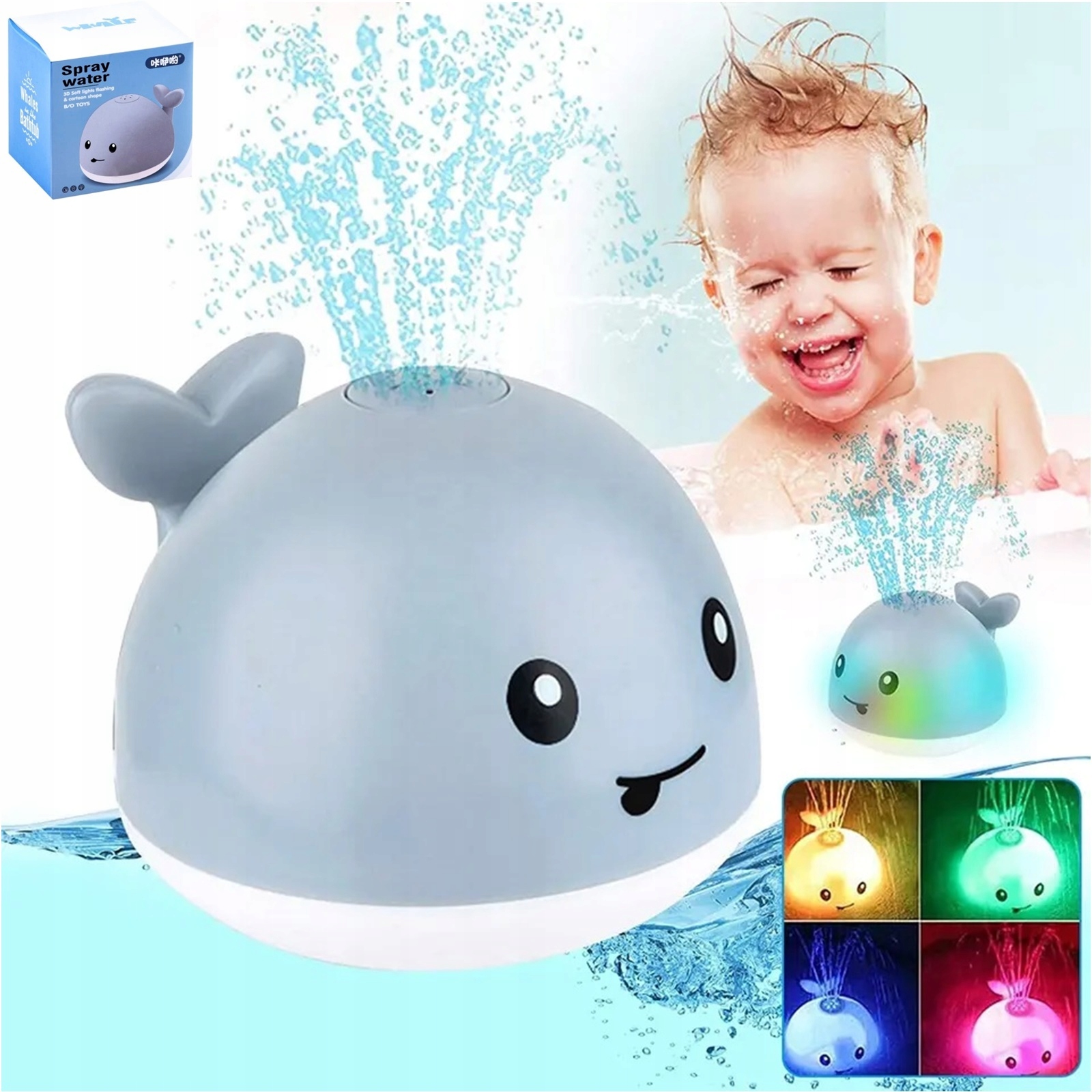 

Pływająca Fontanna do kąpieli Wieloryb Led świeci