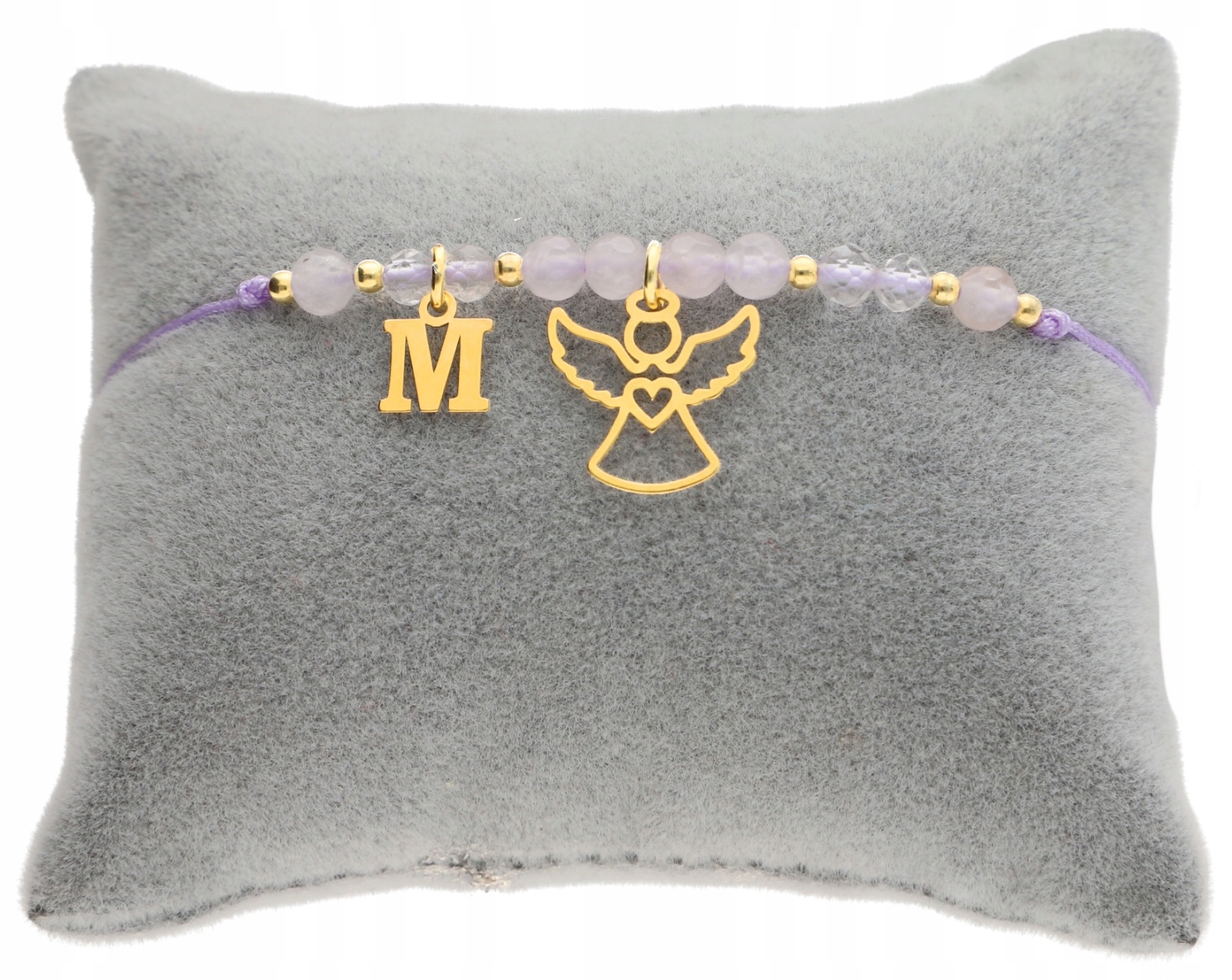 Zlatý náramek s přírodními kameny Anděl Písmenko svaté přijímání Křest Grawe