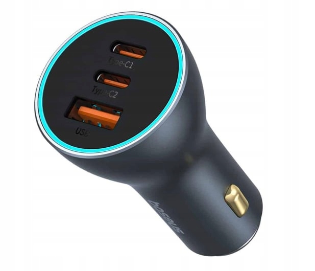 Ładowarka Baseus Samochodowa 65W GaN 2x Usb C Usb A Golden Contactor Pro