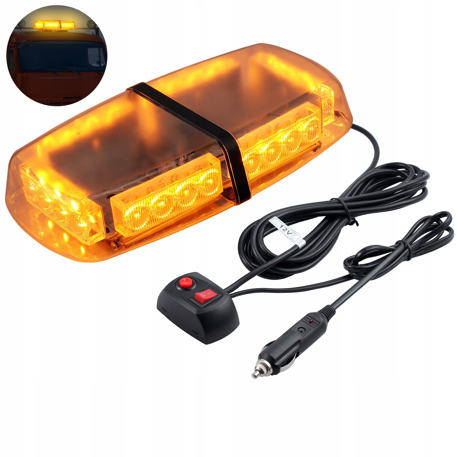 Led stroboskopické světlo, 12V/24V 24LED výstražné blikající světlo