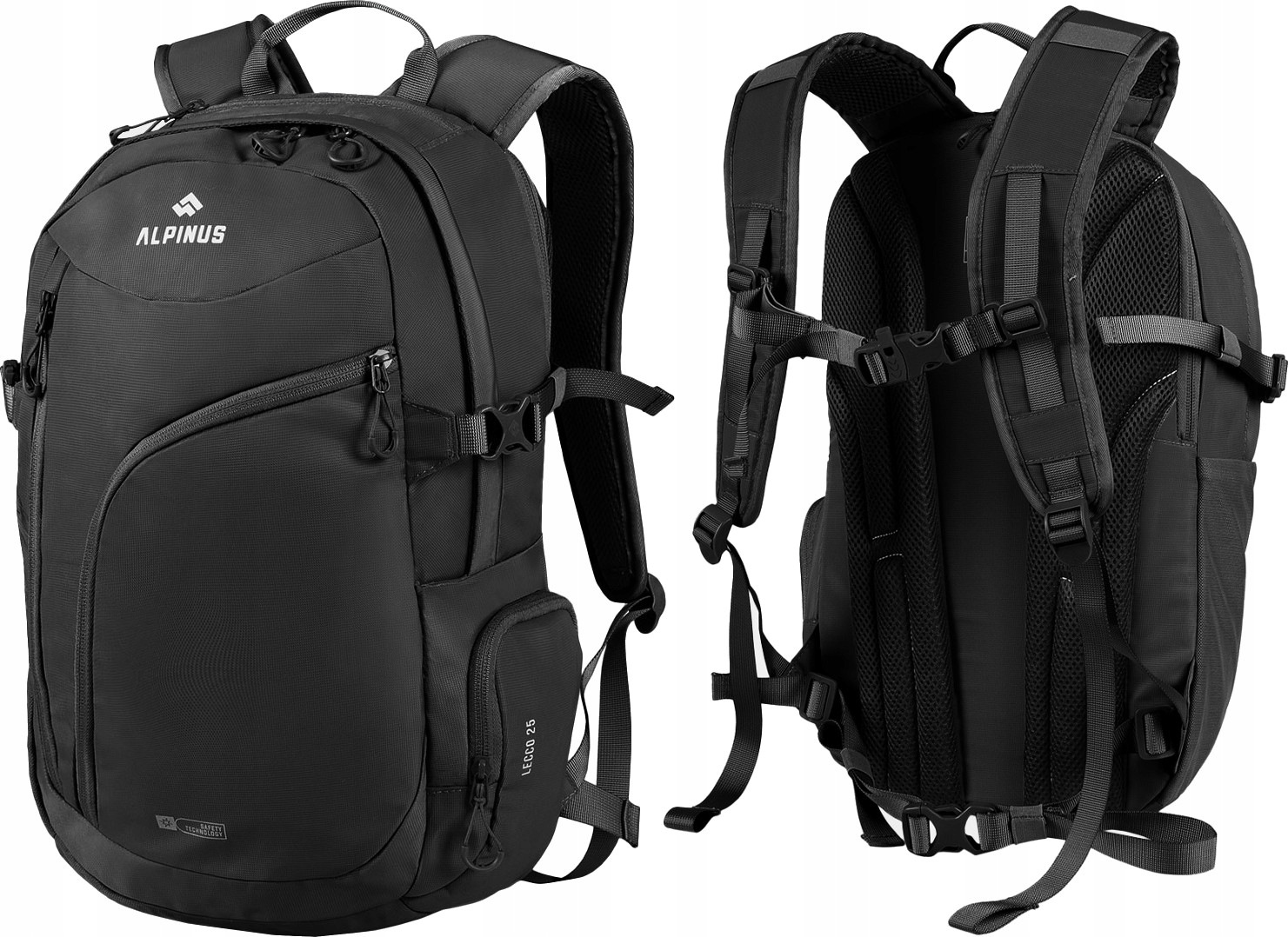 Plecak Sportowy Miejski Góry Trekking Rower Alpinus Lecco 25 L Czarny