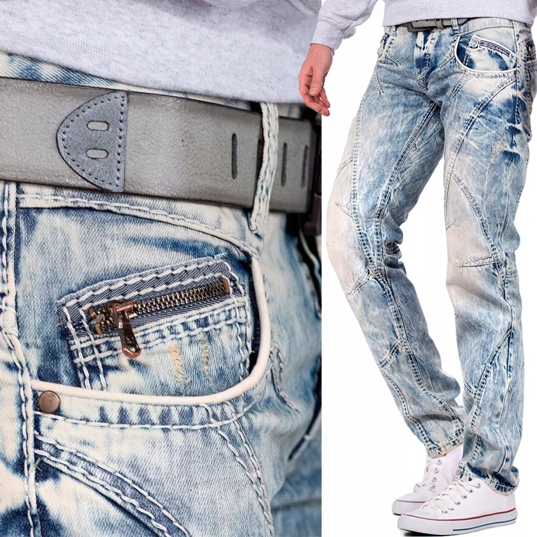 Kalhoty Cipo Baxx Jeansy Prošívání Cross Silná Nit