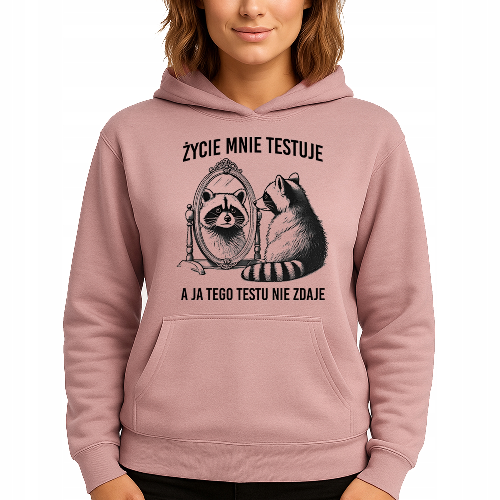 Mikina Růžová Hoodie S Kapucí Jako Dárek Život Mě Testuje Vel M