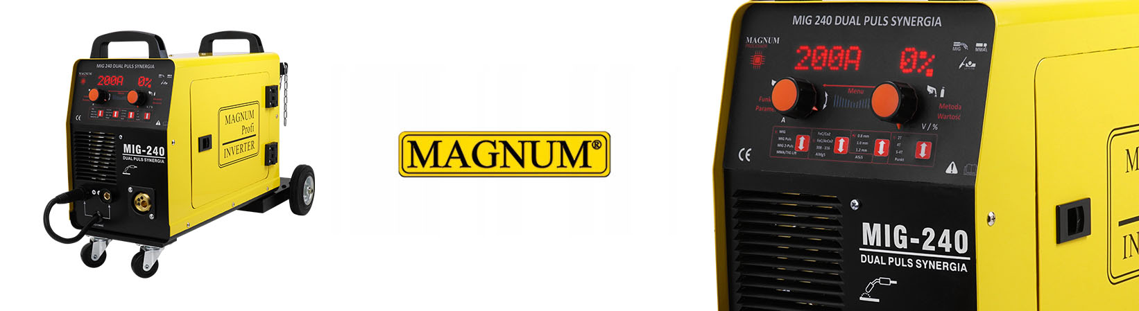 MIGOMAT Magnum MIG 240 Dual Puls Synergia SPAWARKA Prąd spawania 200 A
