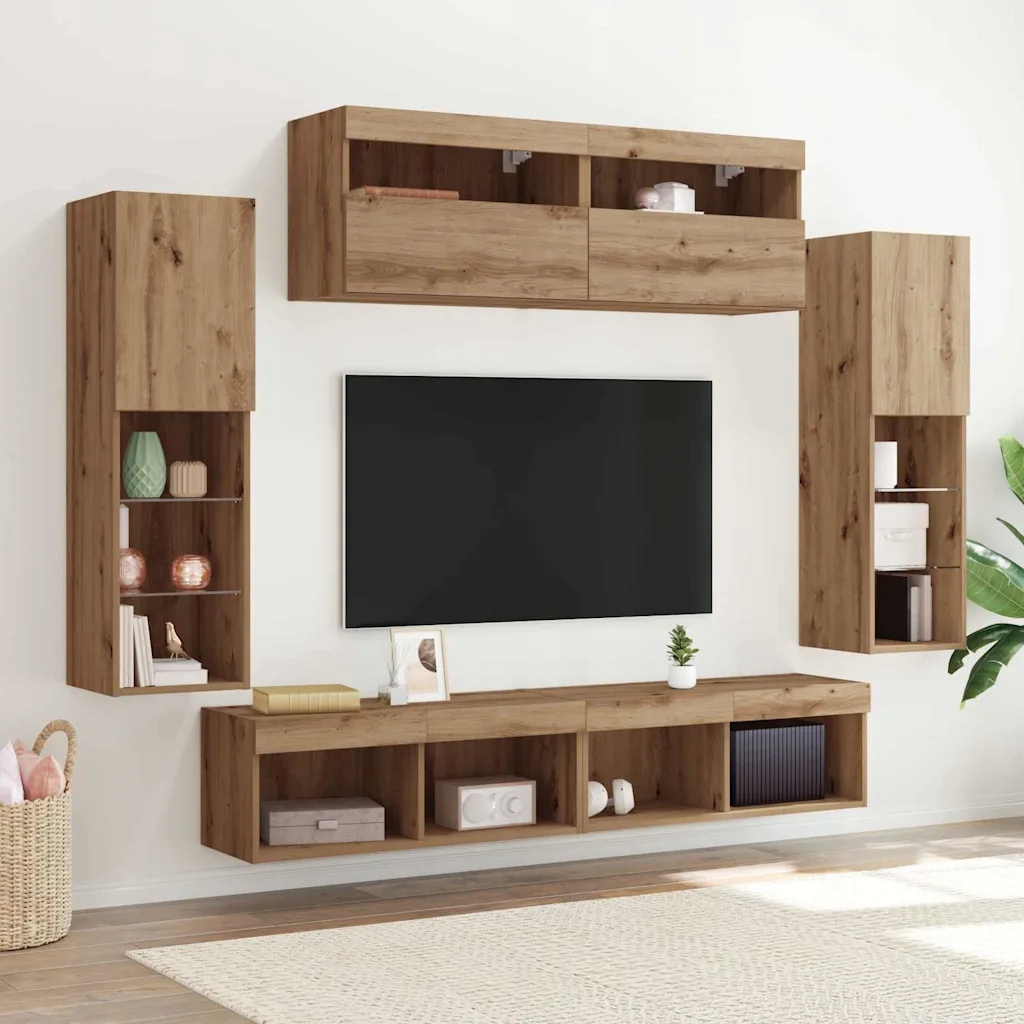 vidaXL Zestaw szafek Rtv 6 pcs dąb artisan Materiał drewnopochodny