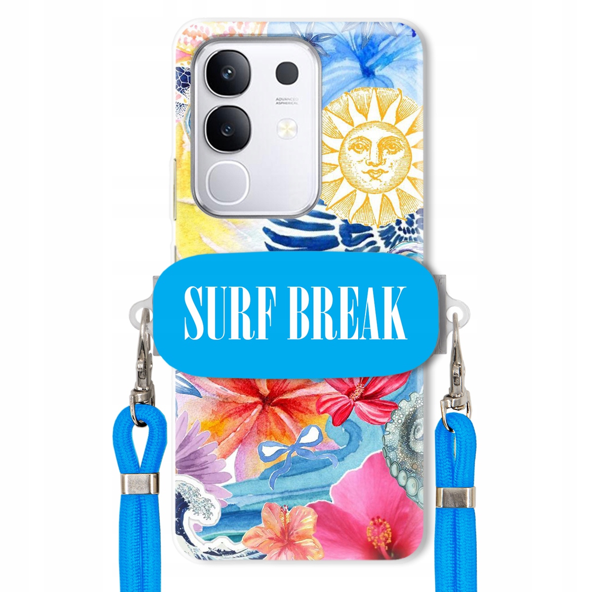 Puzdro pre Vivo Y29 4G Modré Crossbody vodítko držiak Surf Break Lata