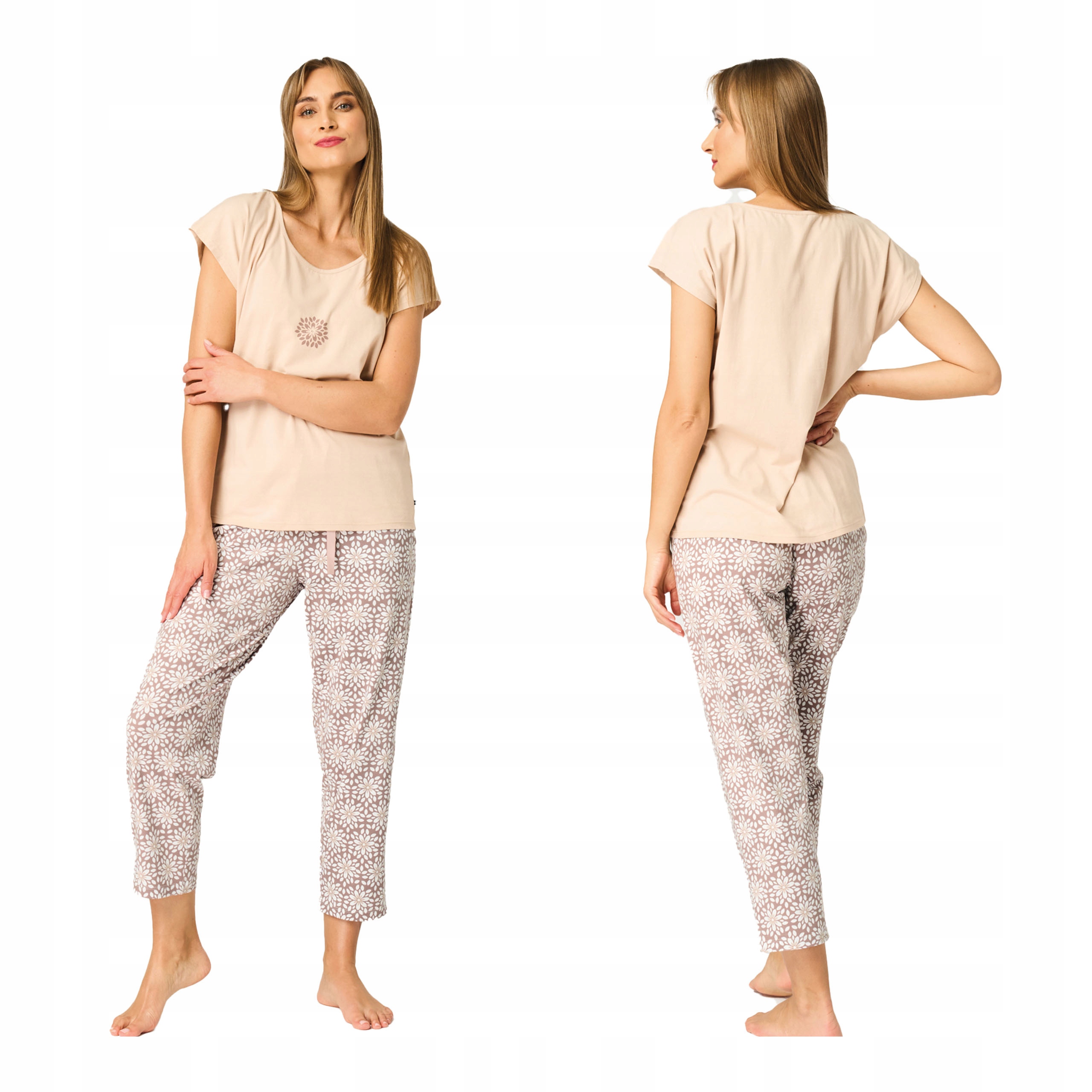 Dámské Pyžamo Bavlna Letní komplet Krátký rukáv Kalhoty 7/8 L Key